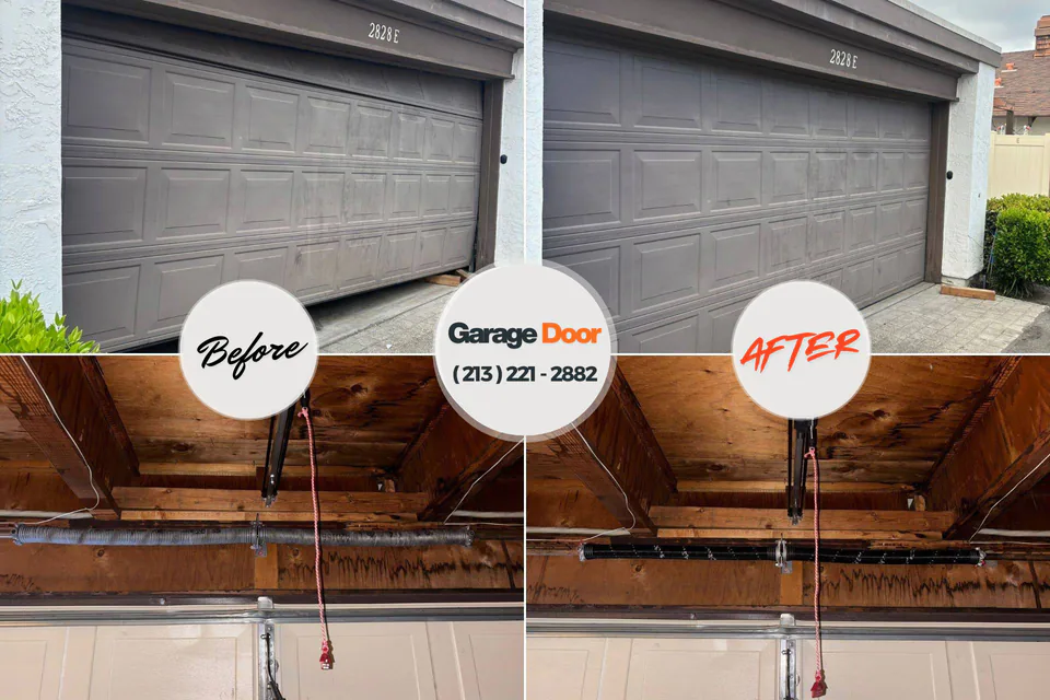 Before and after: garage door spring repair Villisca, IA